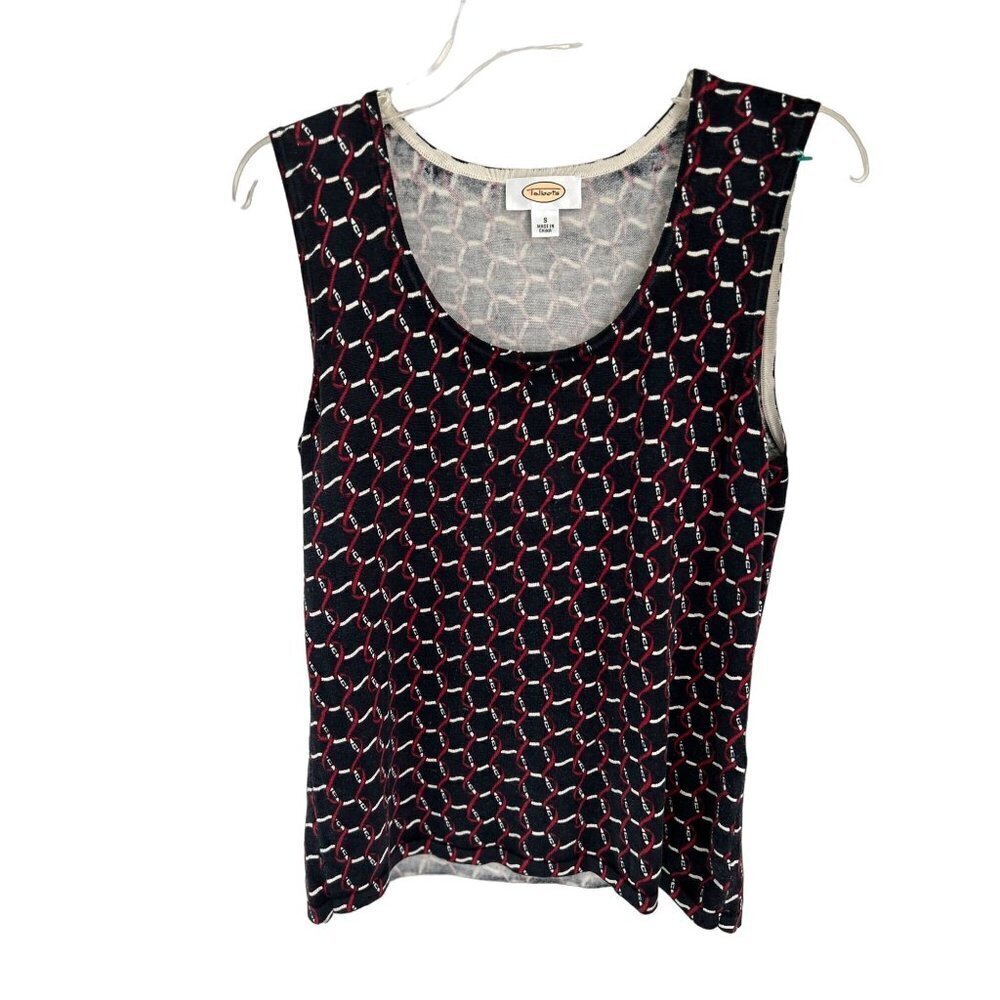 TALBOTS Silk Top Camisole Tank Blue Red Geometric Size Small